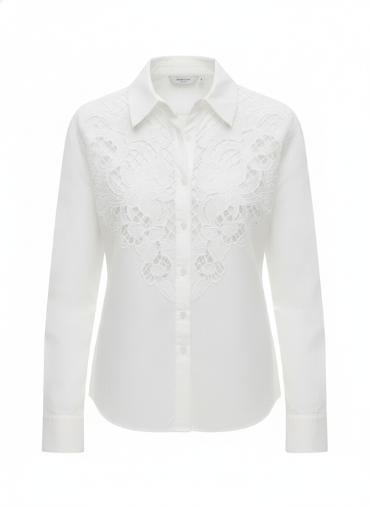 Chemise  brodée épaules coton - packshot