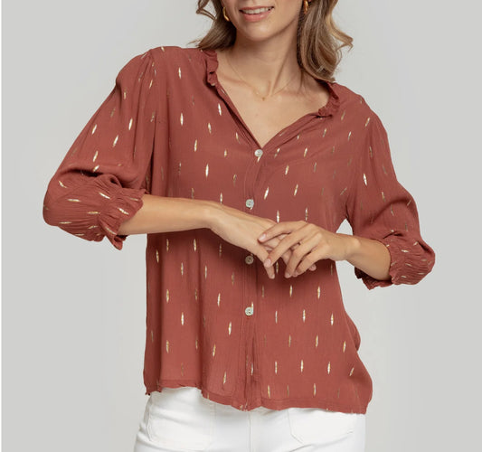 Blouse terracotta fils lurex