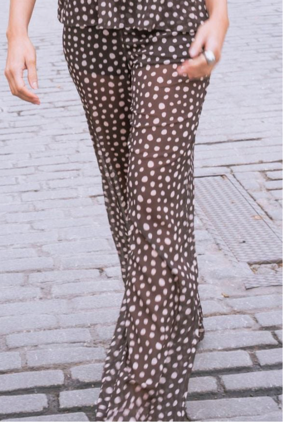 Pantalon voile pois chocolat
