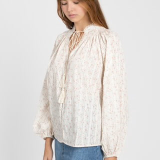 Blouse imprimée fleurs bleues ou roses ou jaunes