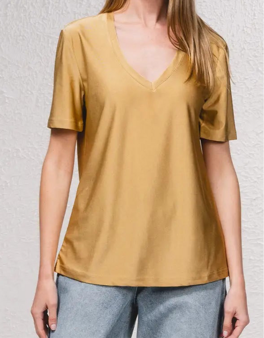 T shirt col V gold SMF