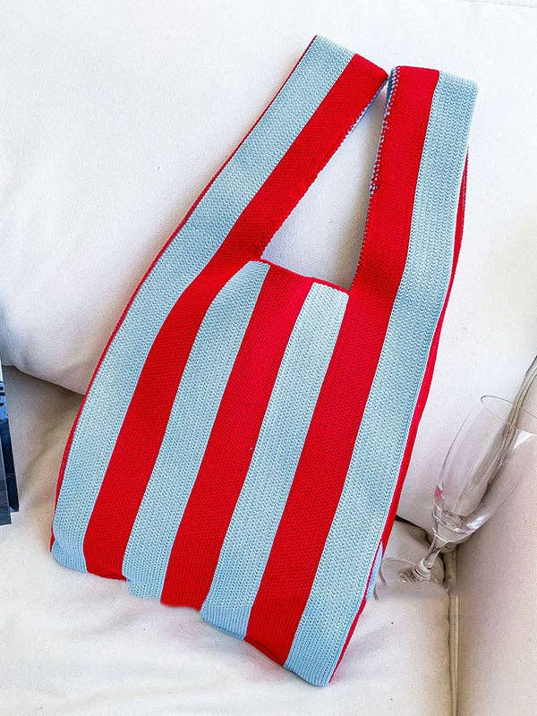 Sac tissé rayé à couleurs contrastées
