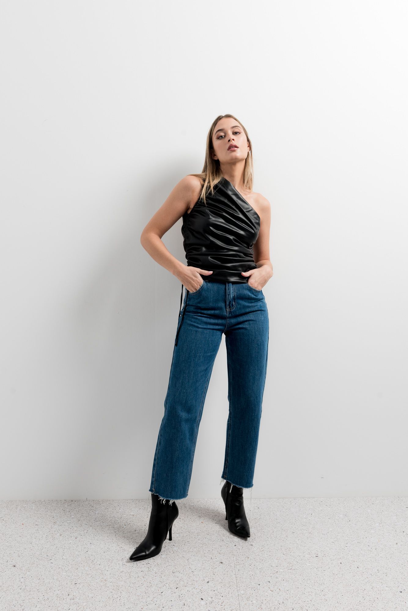 Haut drapé effet cuir (4)