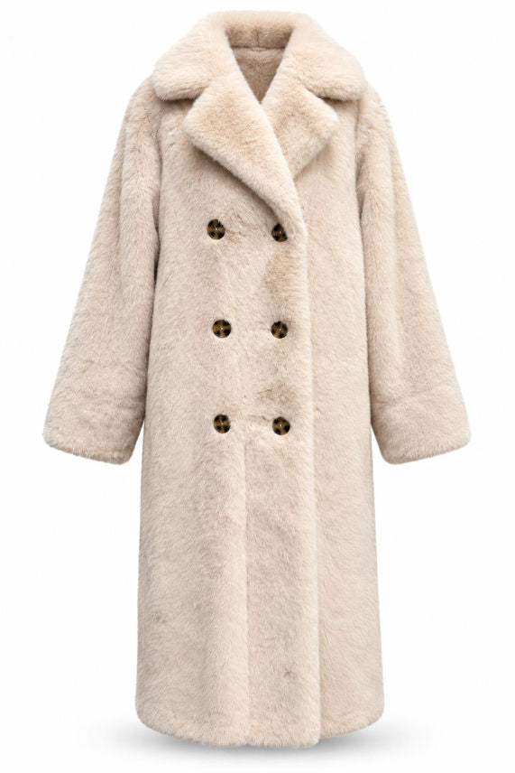 Manteau long faux fur blanc