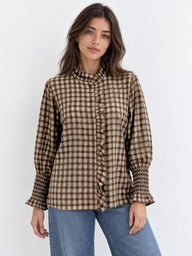 Chemise à carreaux col volant