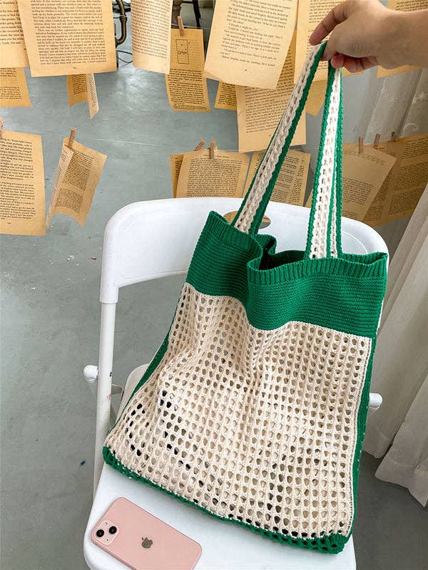Accessoires de sacs ajourés bicolores pour la plage