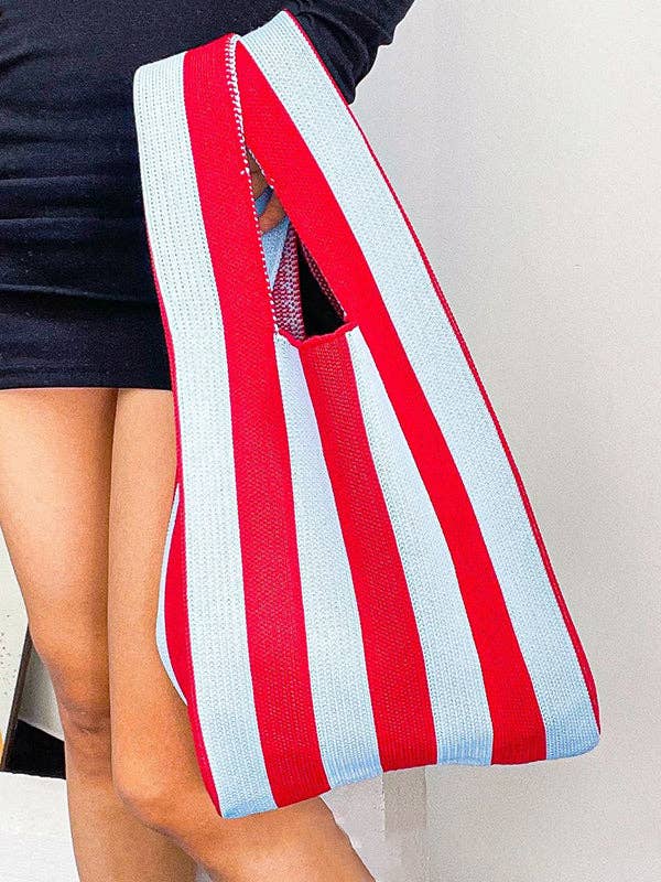 Sac tissé rayé à couleurs contrastées