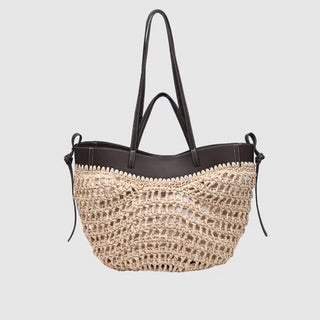 Sac combiné paille et bord couleur