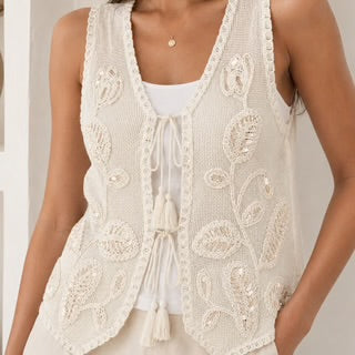 Gilet maille brodée