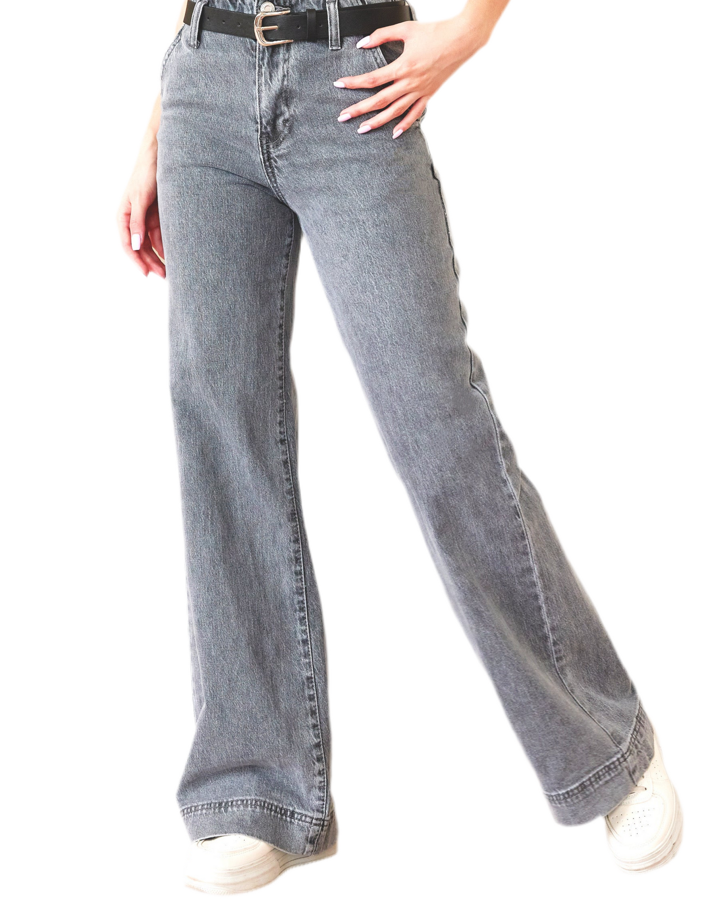 Jean gris large full lenght sans ceinture ourlet large Lauli