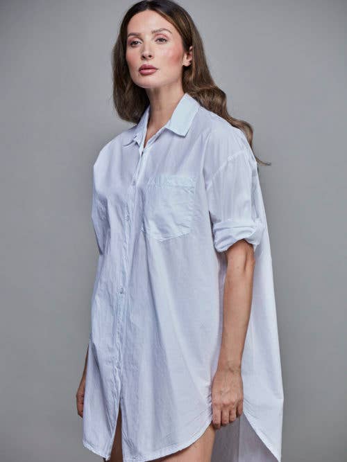 Chemise oversize boyfriend en coton - blanche