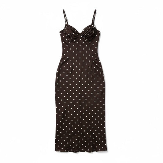 Robe midi à pois chocolat
