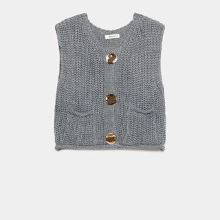 Gilet sans manches boutons dorés gris noir ou bordeaux