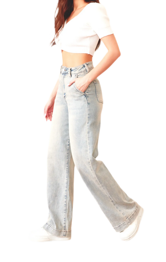 Jean bleu gris dad fit full lenght lauli