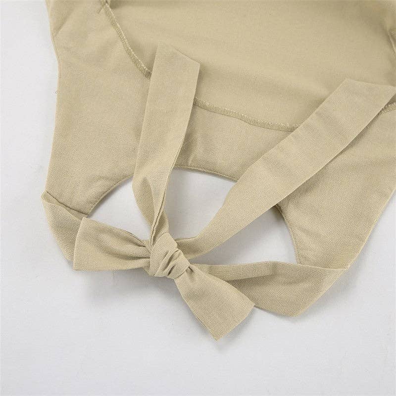 Robe maxi kaki ample à dos nu