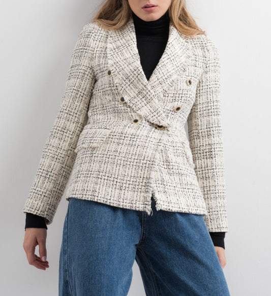 Veste tweed noire et blanche ELISA