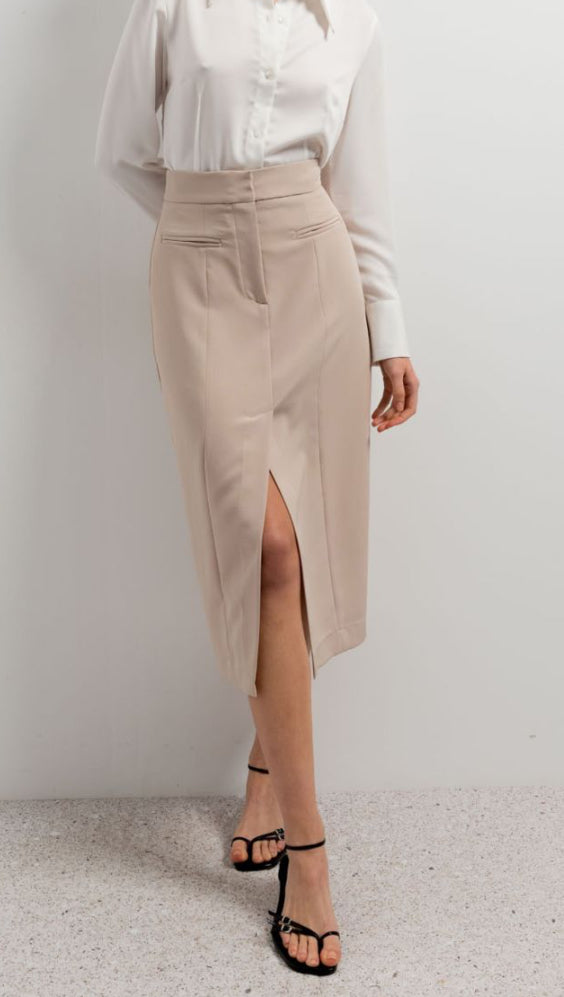 Jupe longue beige ou noire  ELISA