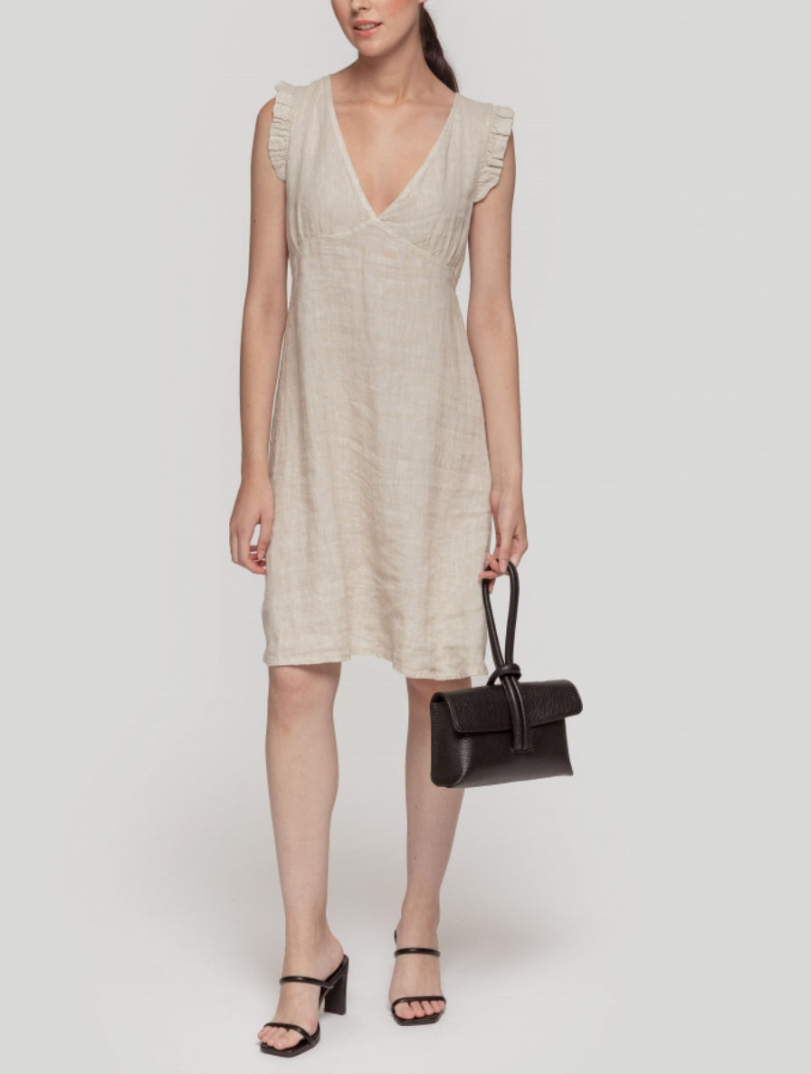 Robe lin beige volant
