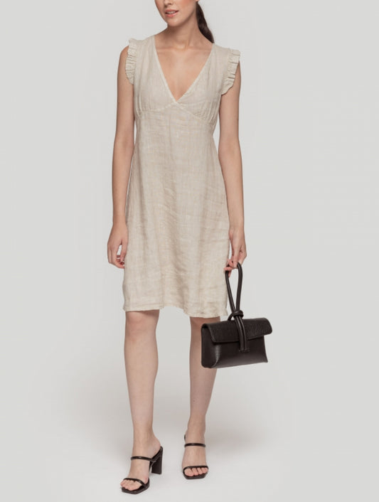 Robe lin beige volant