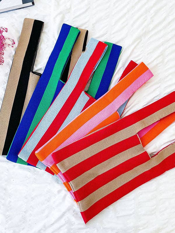 Sac tissé rayé à couleurs contrastées