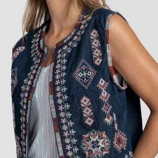 Gilet jean brodé