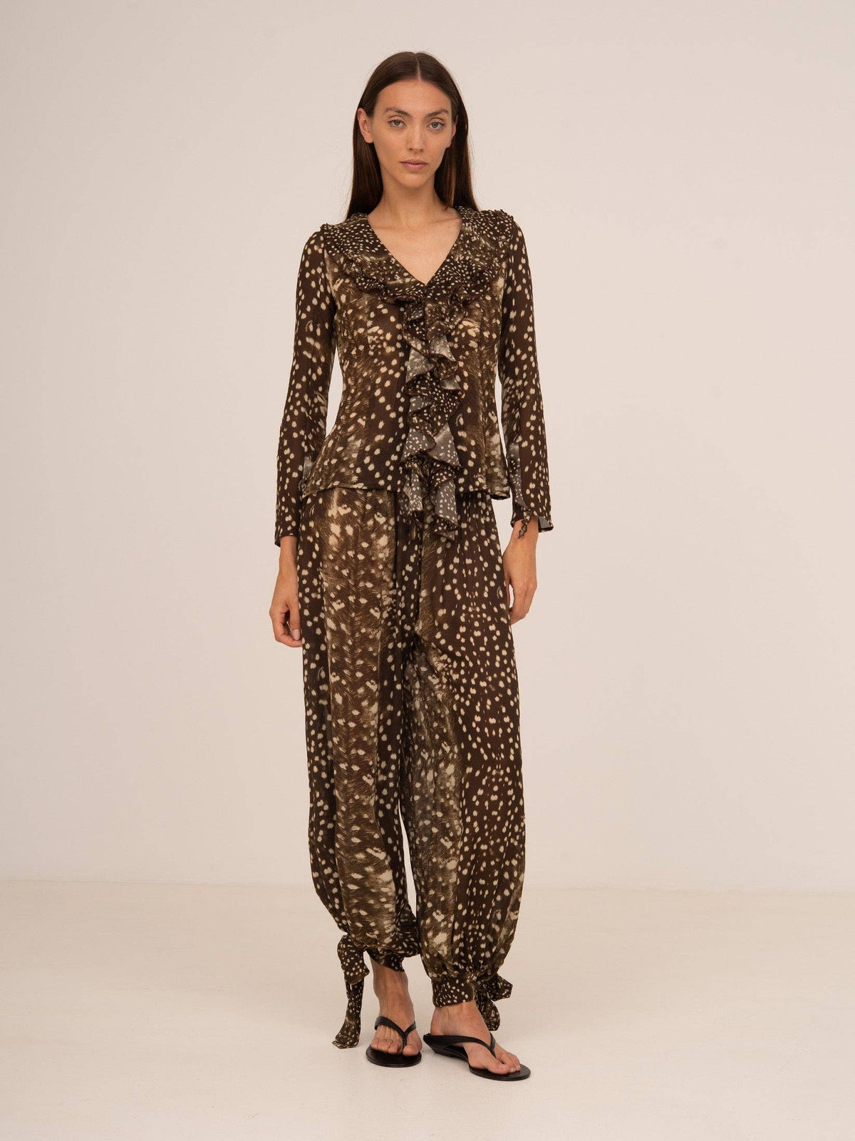 Pantalon ballon imprimé animal Bambi Noir