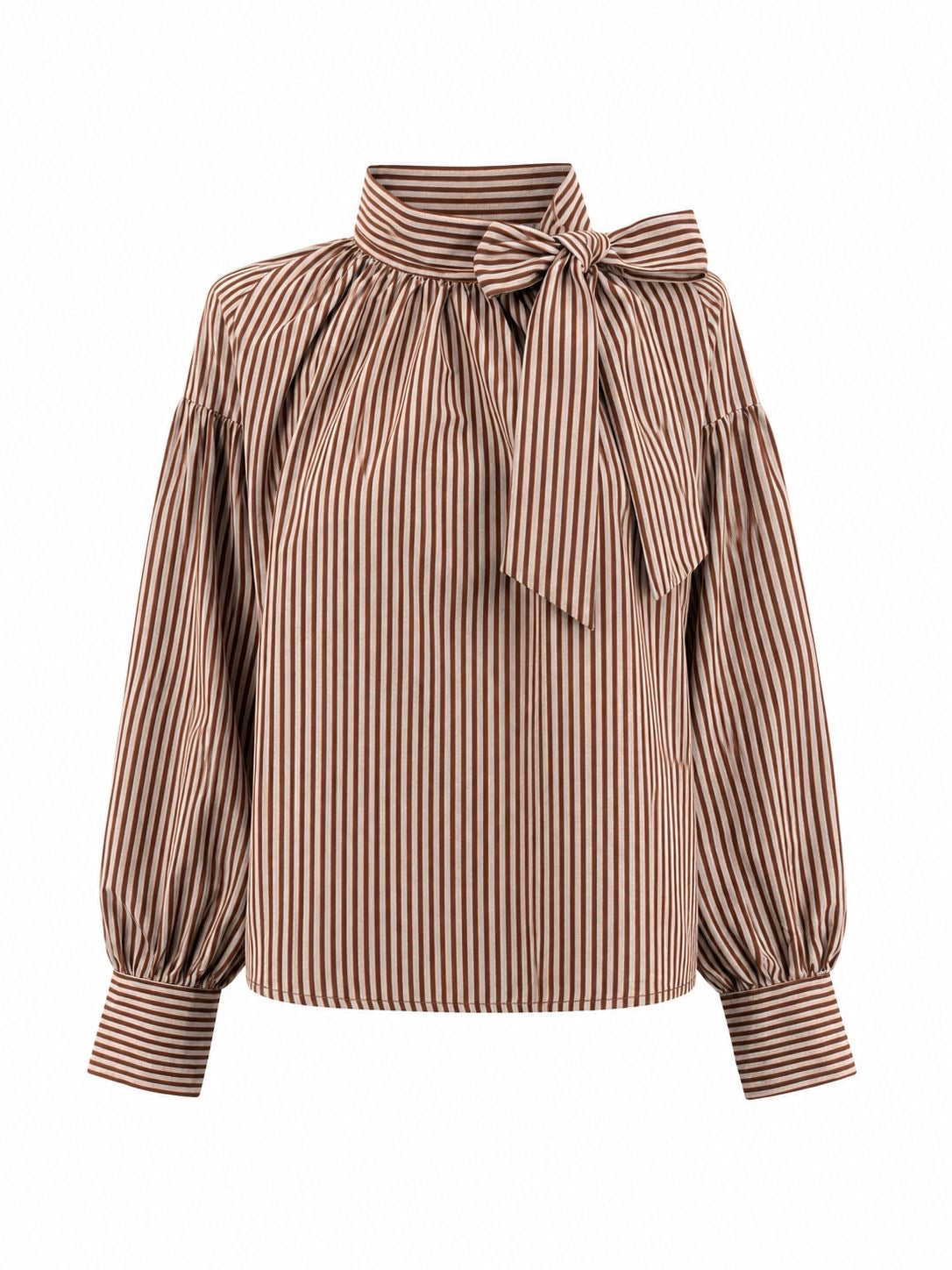 Blouse rayée col noué brique