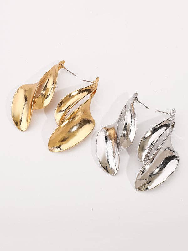 Boucles d'oreilles pendantes géométriques unies - Alliage