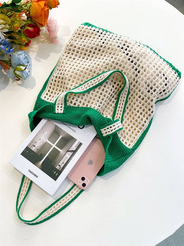 Accessoires de sacs ajourés bicolores pour la plage