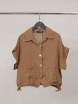 Chemise blouson courte en lin