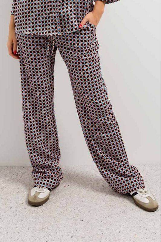 Pantalon motif étoile bleu rose noir Elisa