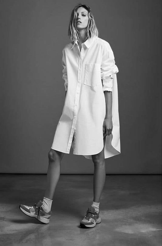 Chemise oversize boyfriend en coton - blanche