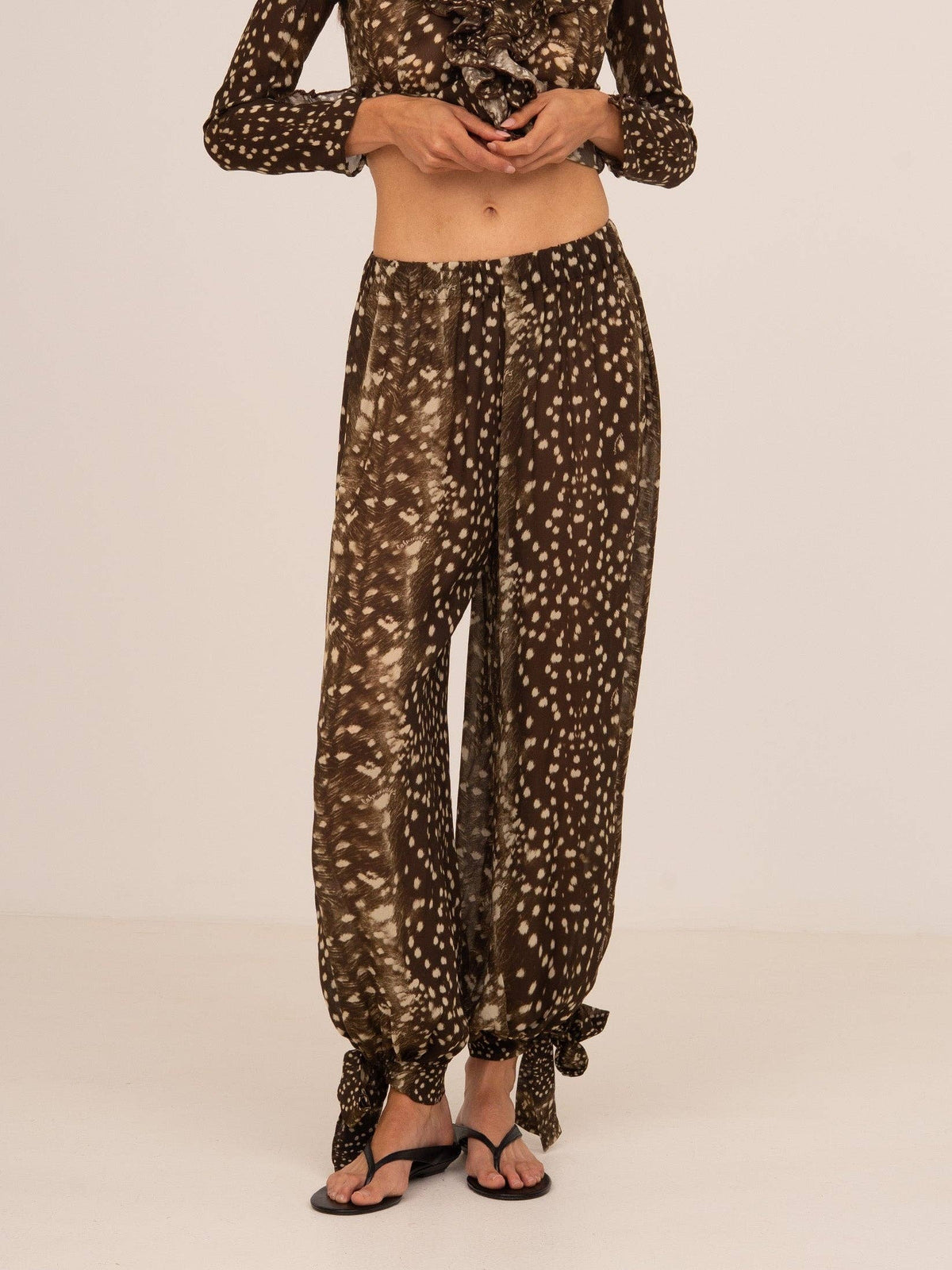 Pantalon ballon imprimé animal Bambi Noir