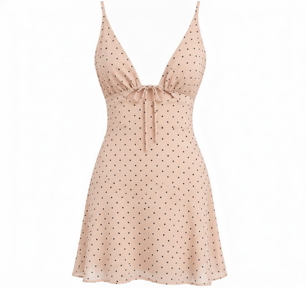 Robe beige à pois - packshot