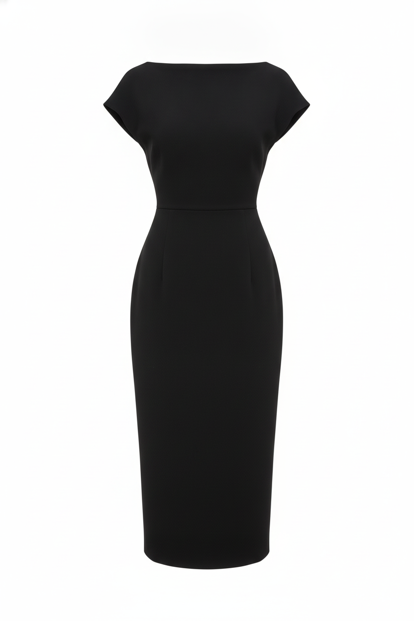 Robe asymétrique noire - packshot