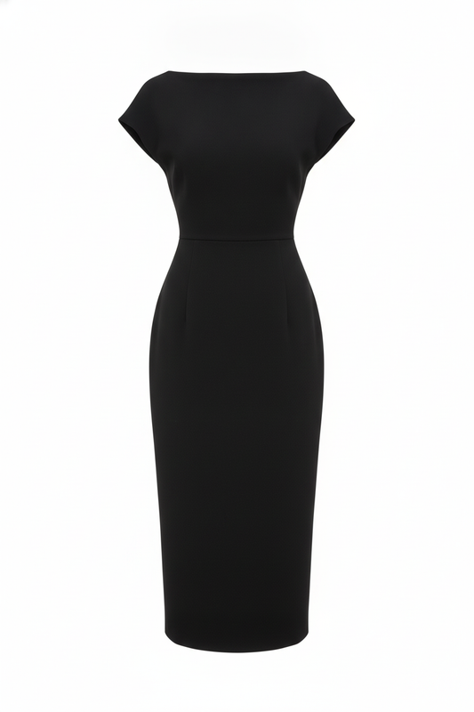 Robe asymétrique noire - packshot