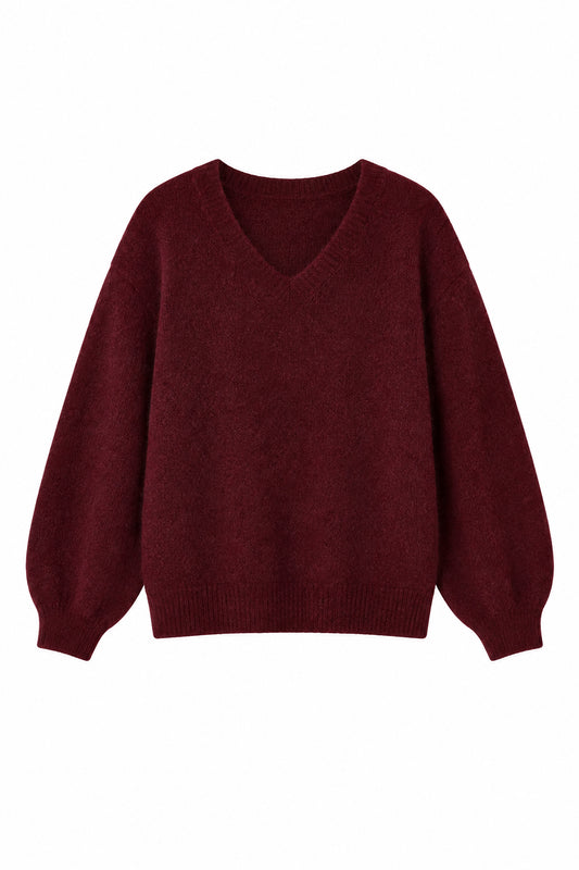 Pull laine et cachemire col V