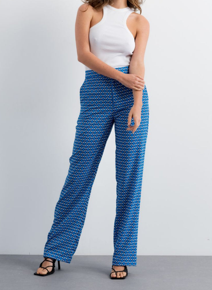 Pantalon motif bleu ELISA