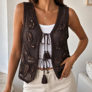 Gilet maille brodée