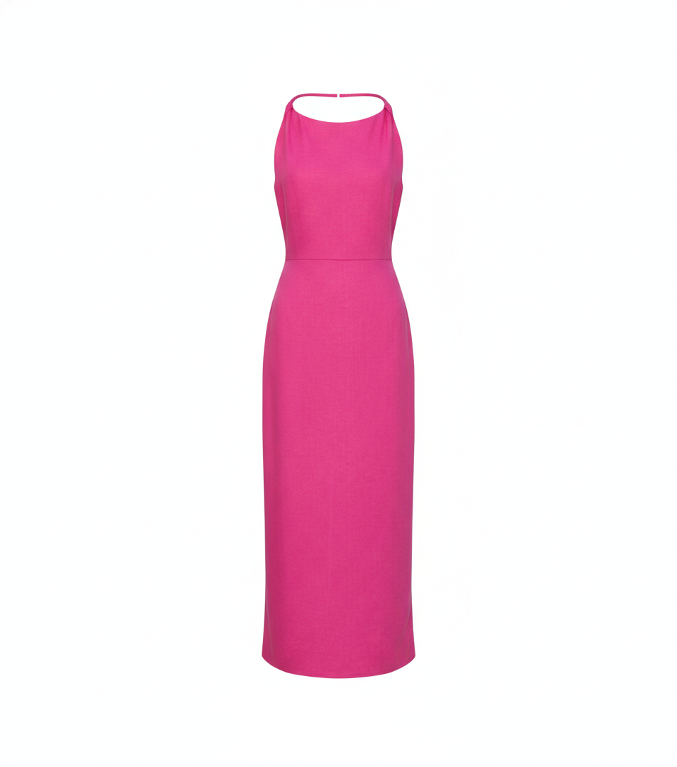 Robe en lin rose longue - packshot