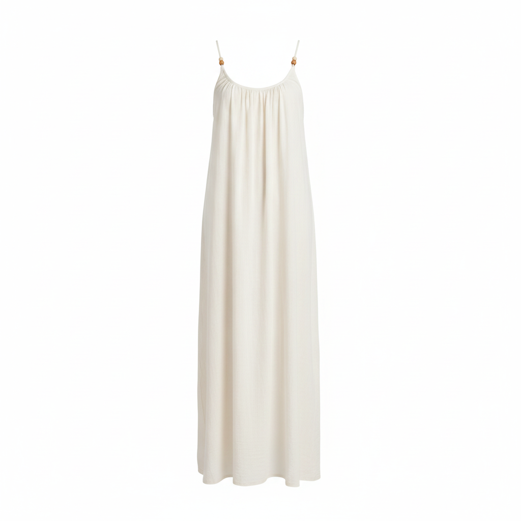 Robe longue bretelles et dos nu lin - packshot