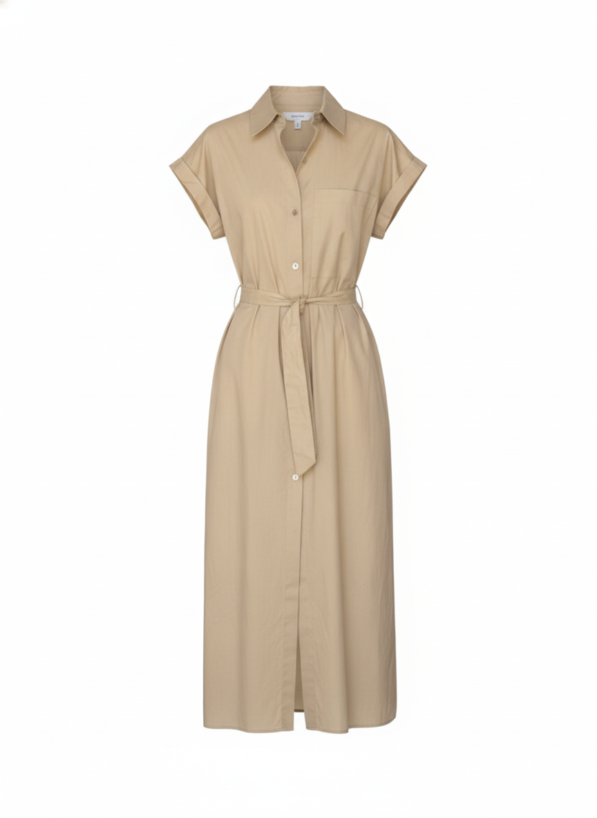Robe chemise popeline de coton Beige - packshot