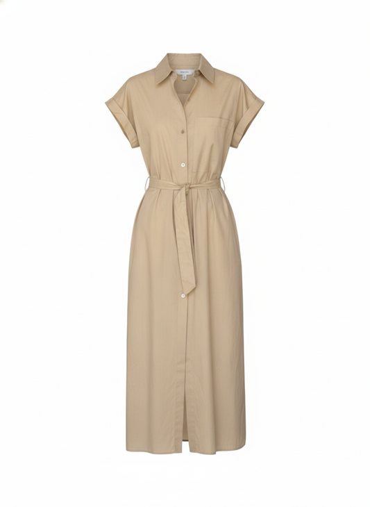 Robe chemise popeline de coton Beige - packshot