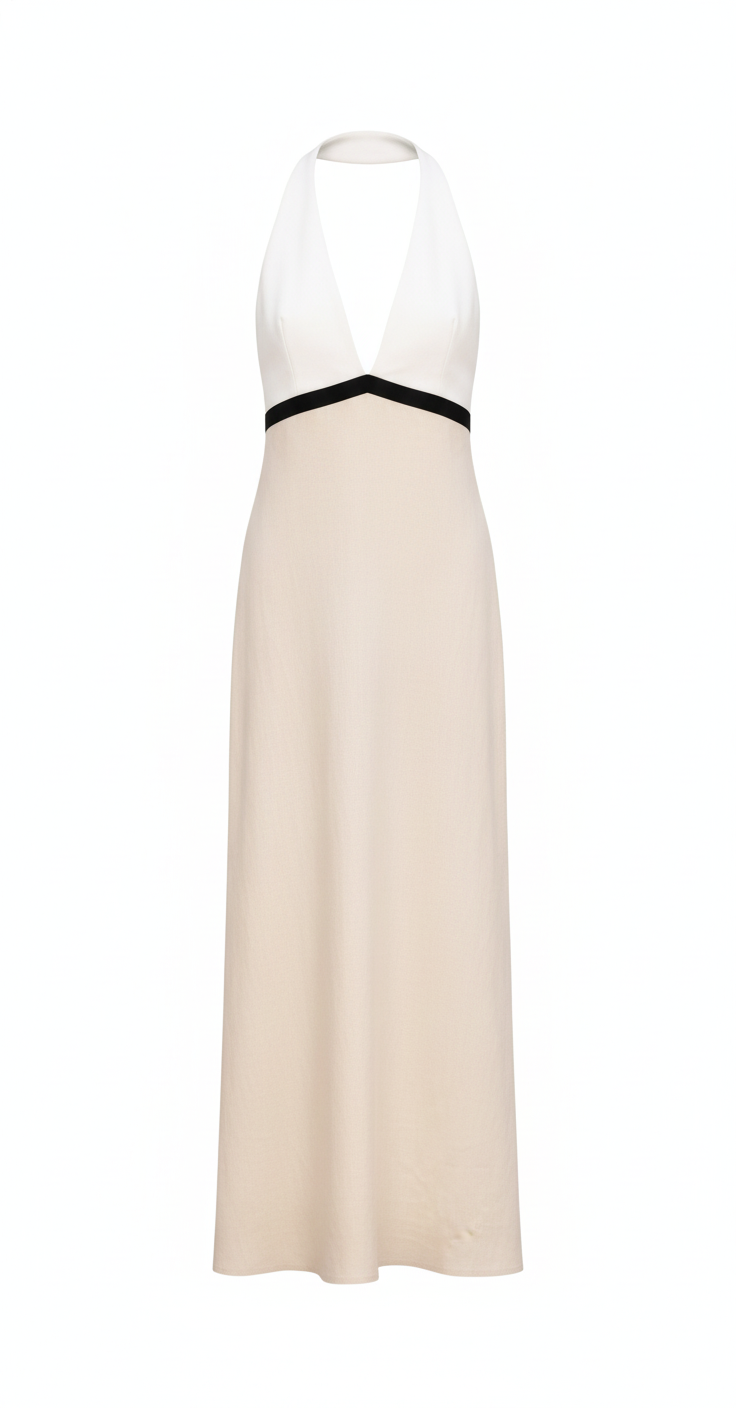 Robe lin beige blanche noire dos nu - packshot