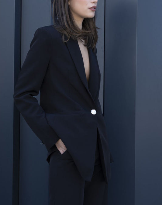 Blazer noir ELISA bouton argenté