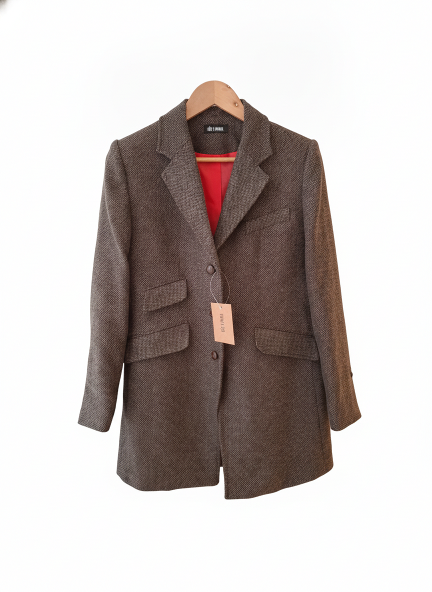 Redingote tweed gris laine 100 - packshot