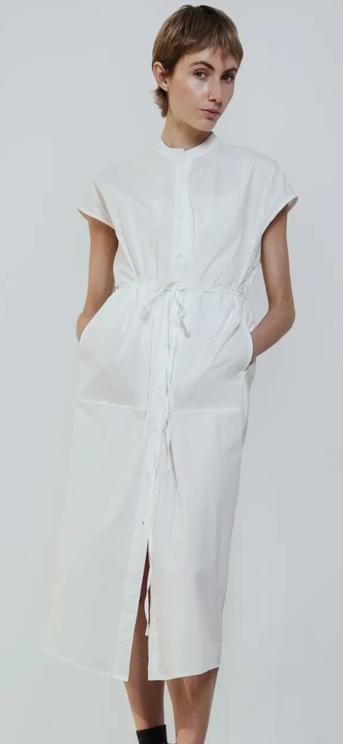 Robe droite ceinture coton