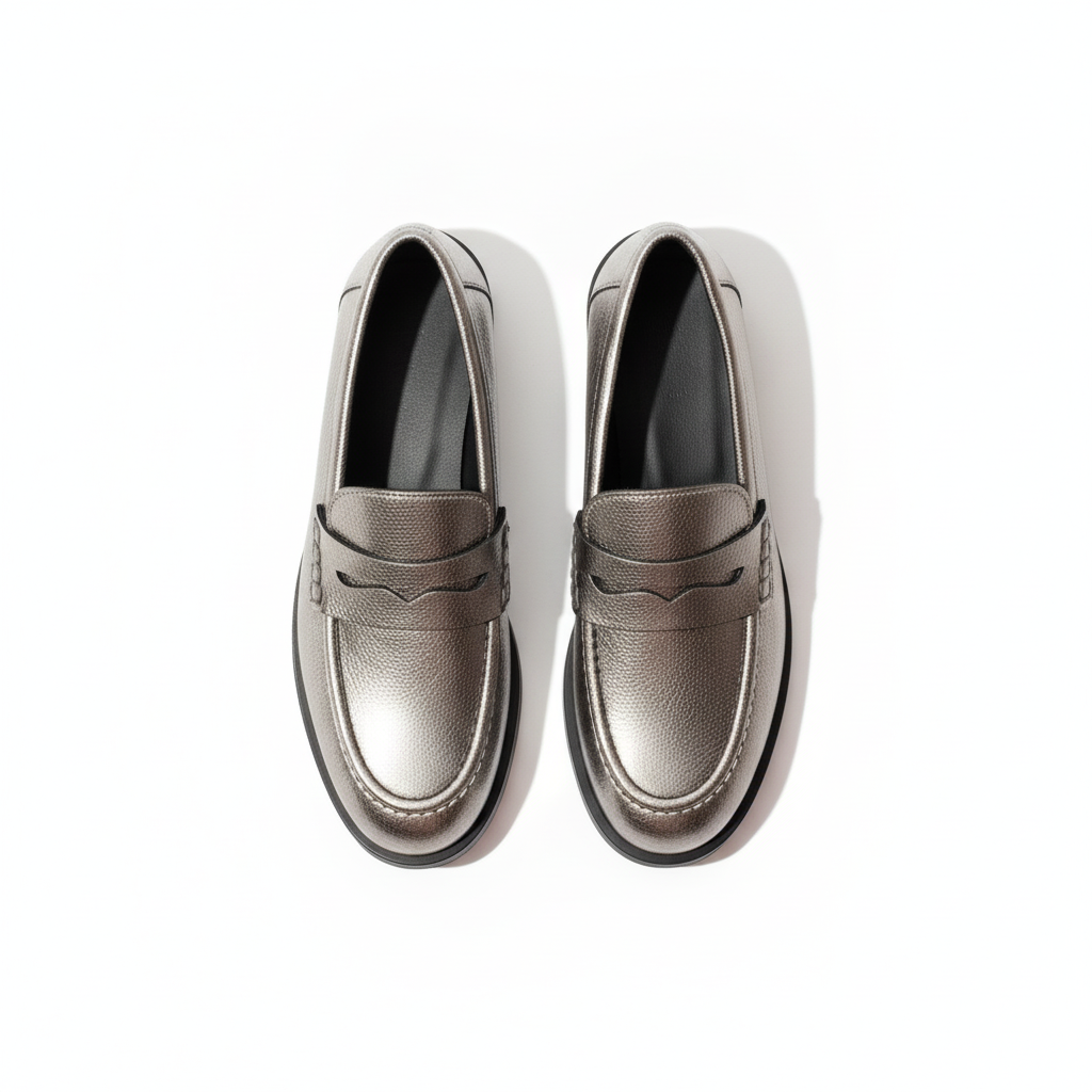 Mocassins cuir argent - packshot