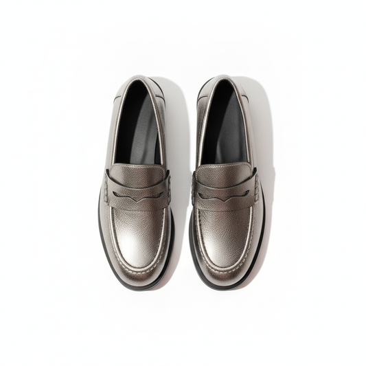 Mocassins cuir argent - packshot