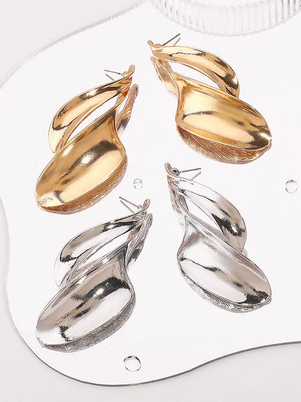 Boucles d'oreilles pendantes géométriques unies - Alliage